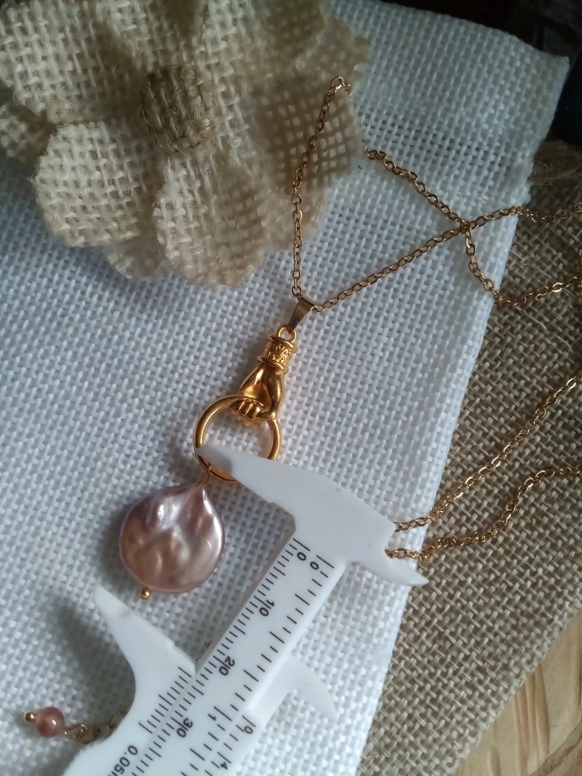 Collier main et pierre de culture d'eau douce naturelle – photo 4